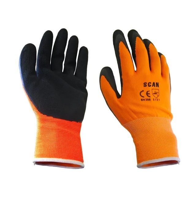 Orange Foam Latex Coated Gloves
