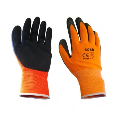 Orange Foam Latex Coated Gloves